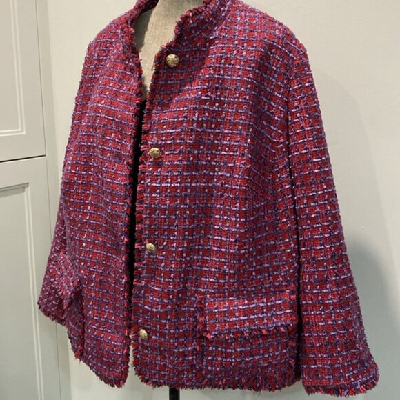 Talbots Tweed Plaid Jacket Size 22W - Picture 3 of 16